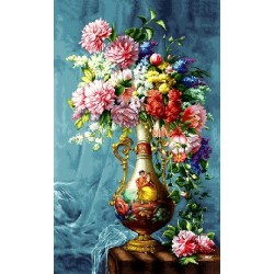 نخ و نقشه تابلو فرش کد 13 طرح گلدان فرانسوی