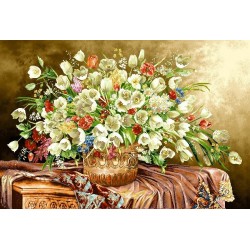 نخ و نقشه تابلو فرش کد 16 طرح گل های رویایی