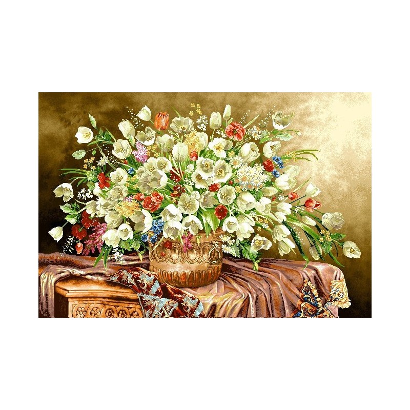 نخ و نقشه تابلو فرش کد 16 طرح گل های رویایی