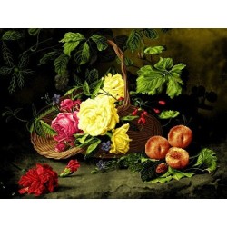 نخ و نقشه تابلو فرش کد 29 طرح رزهای زرد