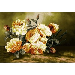 نخ و نقشه تابلو فرش کد 35 طرح رز زرد