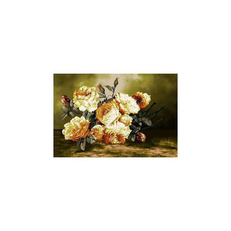 نخ و نقشه تابلو فرش کد 35 طرح رز زرد