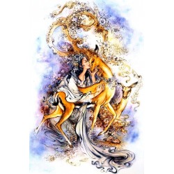 نخ و نقشه تابلو فرش مینیاتوری کد-22 بوسه بر آهو