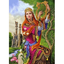 نخ و نقشه تابلو فرش ایرانی کد-25 چنگ نواز