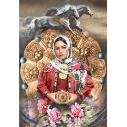 نخ و نقشه تابلو فرش ایرانی کد-30 خاتون