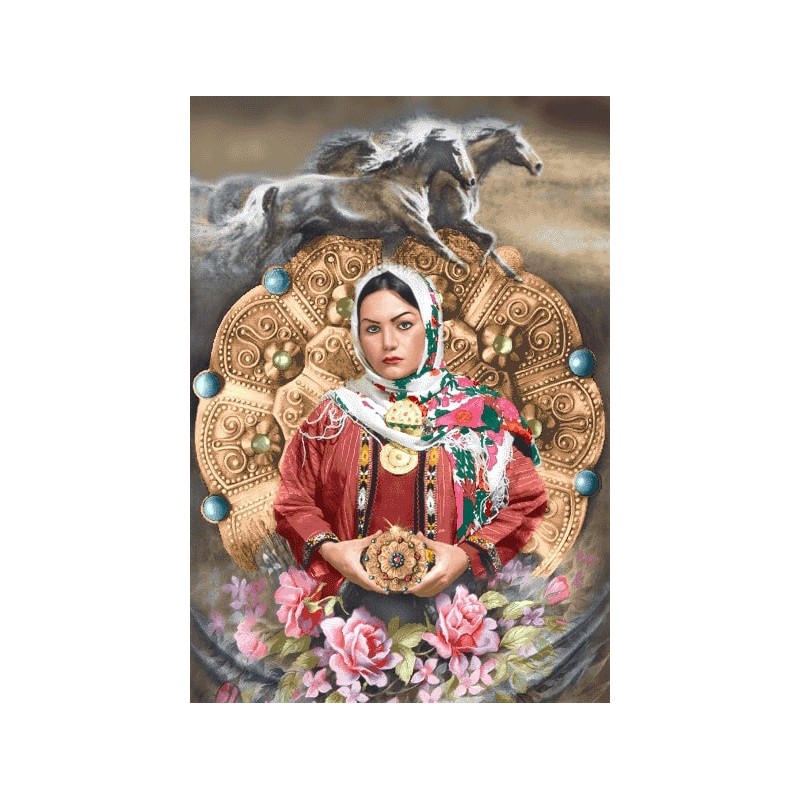 نخ و نقشه تابلو فرش ایرانی کد-30 خاتون