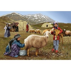 نخ و نقشه تابلو فرش ایرانی کد-31 شیر دوش