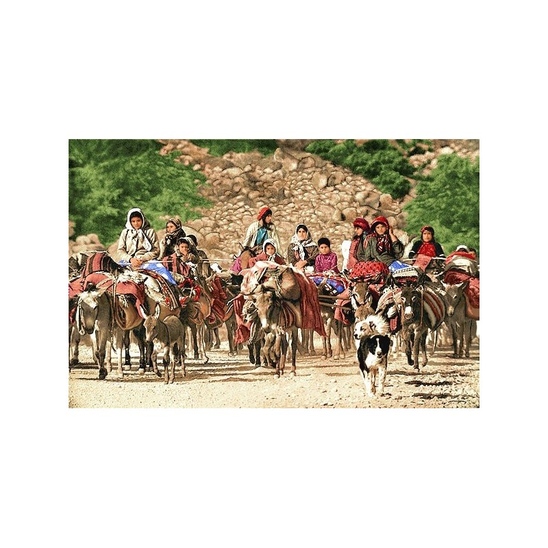 نخ و نقشه تابلو فرش ایرانی کد-32 کوچ عشایر