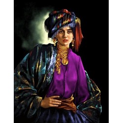 نخ و نقشه تابلو فرش ایرانی کد-38 دختر کرد