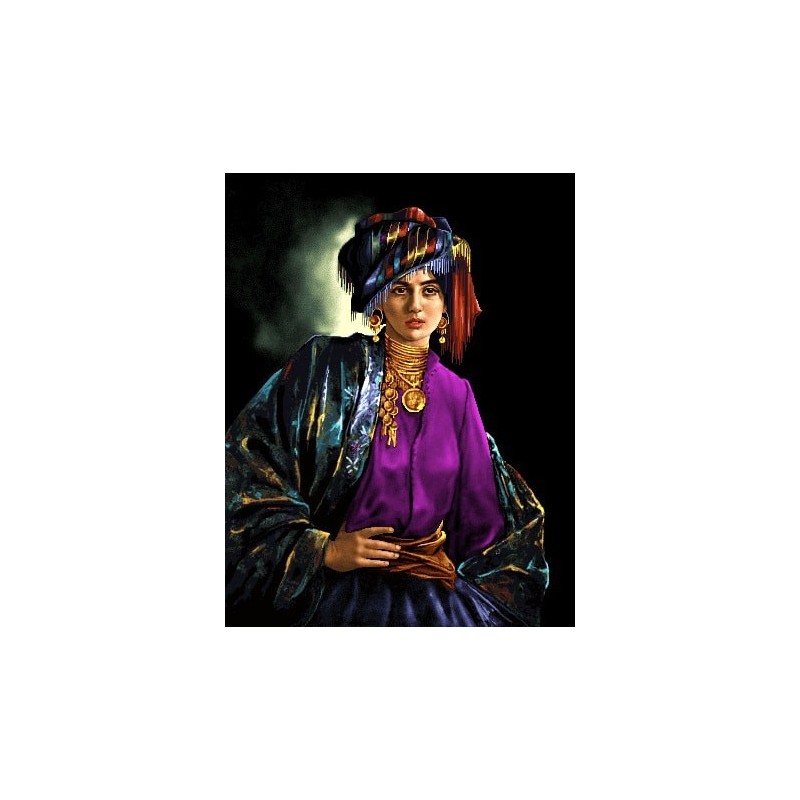 نخ و نقشه تابلو فرش ایرانی کد-38 دختر کرد