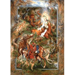 نخ و نقشه تابلو فرش ایرانی کد-41 ضامن آهو