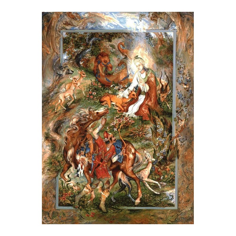 نخ و نقشه تابلو فرش ایرانی کد-41 ضامن آهو