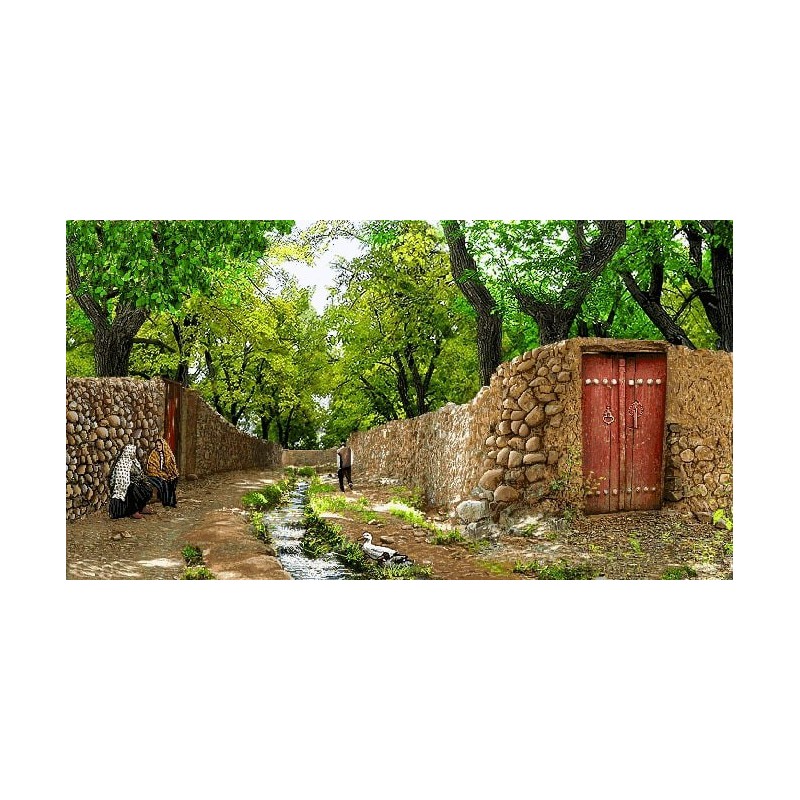 نخ و نقشه تابلو فرش طبیعت کد 52