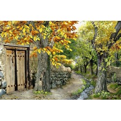 نخ و نقشه تابلو فرش طبیعت کد 53