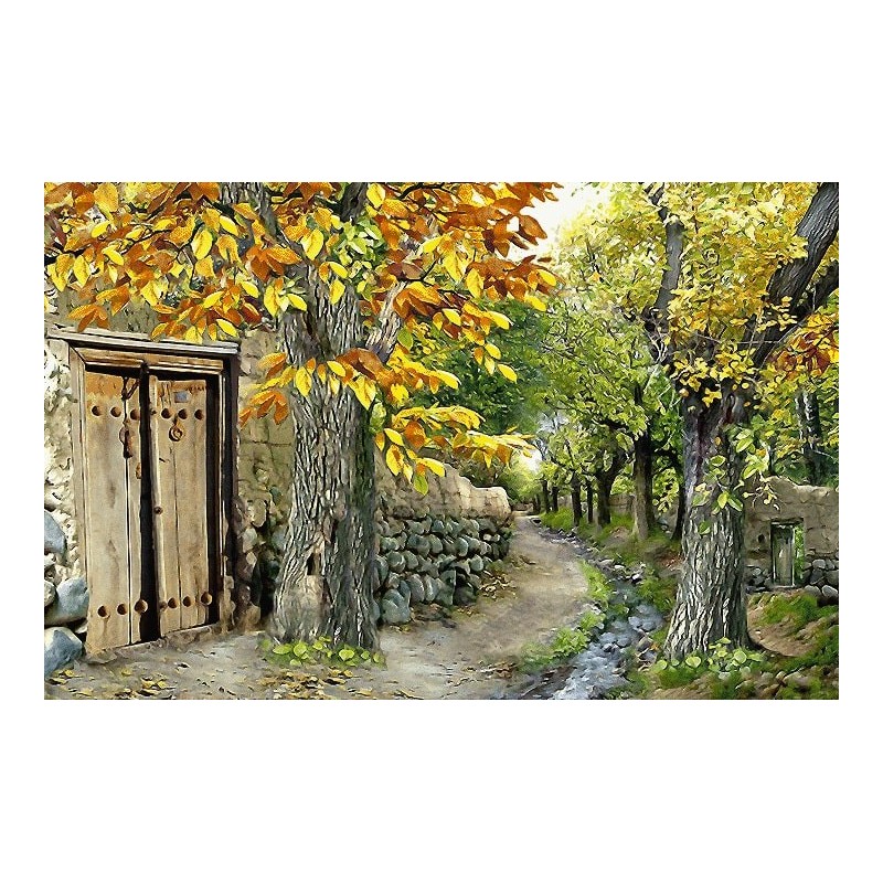 نخ و نقشه تابلو فرش طبیعت کد 53