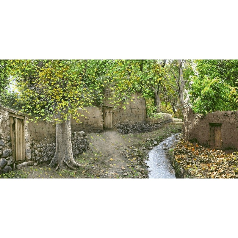 نخ و نقشه تابلو فرش طبیعت کد 55