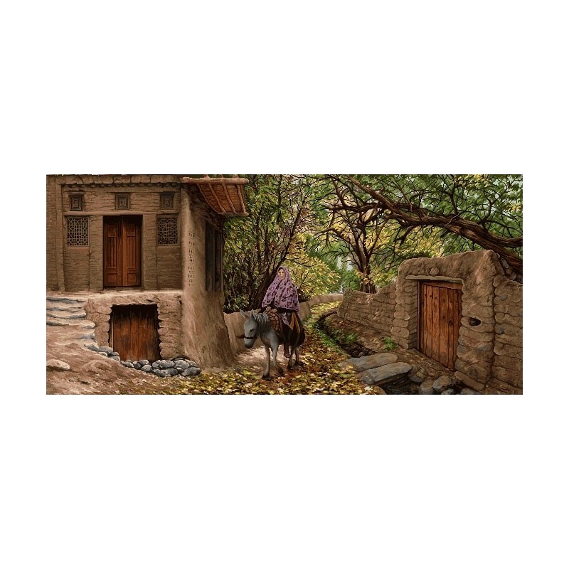 نخ و نقشه تابلو فرش طبیعت کد 58