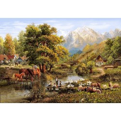 نخ و نقشه تابلو فرش طبیعت کد61