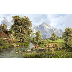 نخ و نقشه تابلو فرش طبیعت کد 62