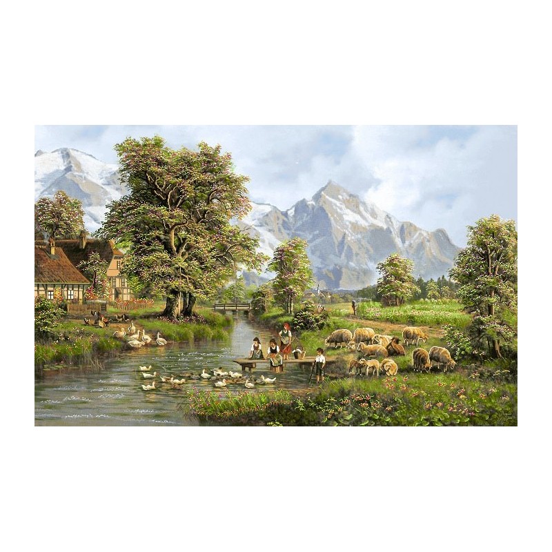 نخ و نقشه تابلو فرش طبیعت کد 62