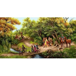 نخ و نقشه تابلو فرش طبیعت کد 63