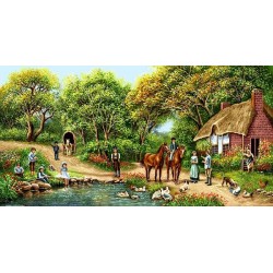 نخ و نقشه تابلو فرش طبیعت کد 64