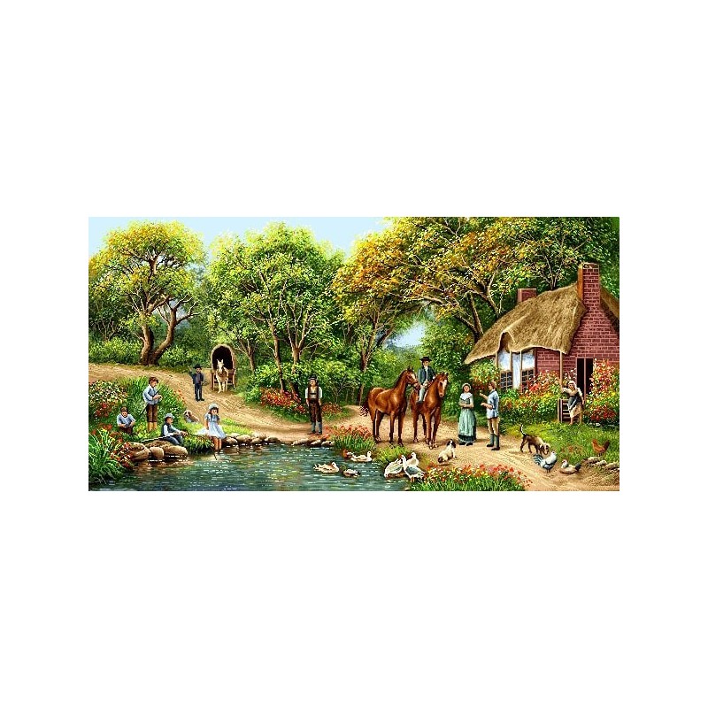 نخ و نقشه تابلو فرش طبیعت کد 64