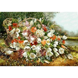 نخ و نقشه تابلو فرش گل کد 60