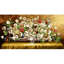 نخ و نقشه تابلو فرش گل کد 64