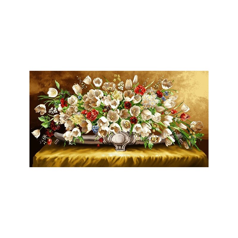 نخ و نقشه تابلو فرش گل کد 64