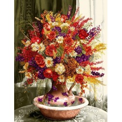 نخ و نقشه تابلو فرش گل کد 70