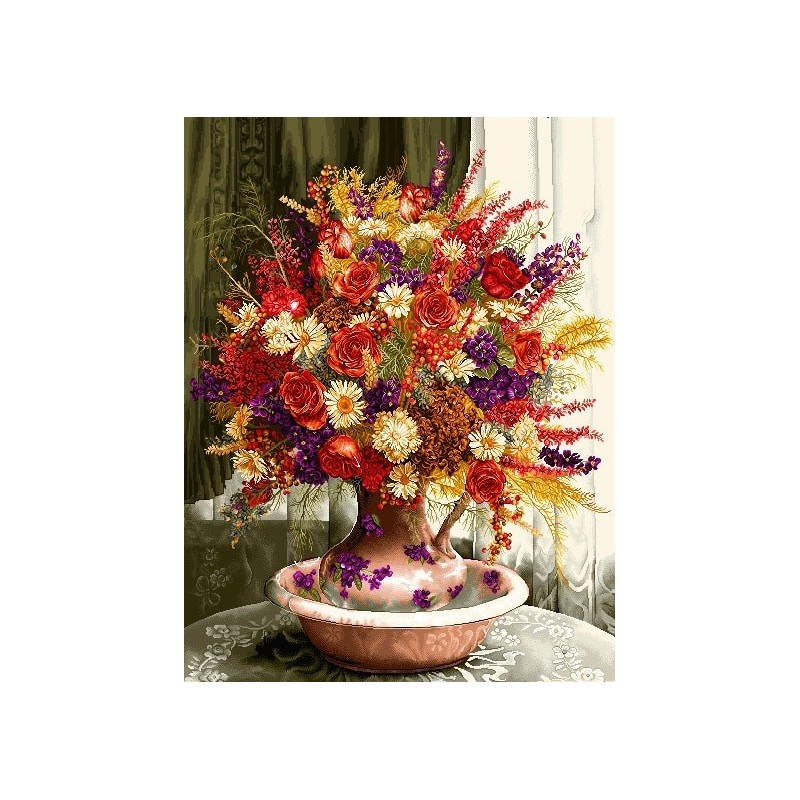 نخ و نقشه تابلو فرش گل کد 70