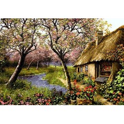 نخ و نقشه تابلو فرش طبیعت کد 69