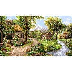 نخ و نقشه تابلو فرش طبیعت کد 73