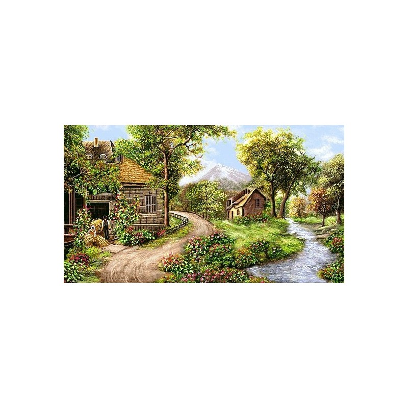 نخ و نقشه تابلو فرش طبیعت کد 73