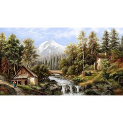 نخ و نقشه تابلو فرش طبیعت کد 74