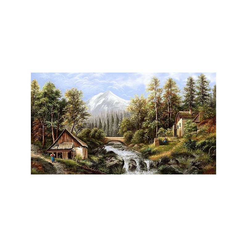 نخ و نقشه تابلو فرش طبیعت کد 74