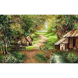 نخ و نقشه تابلو فرش طبیعت کد 75