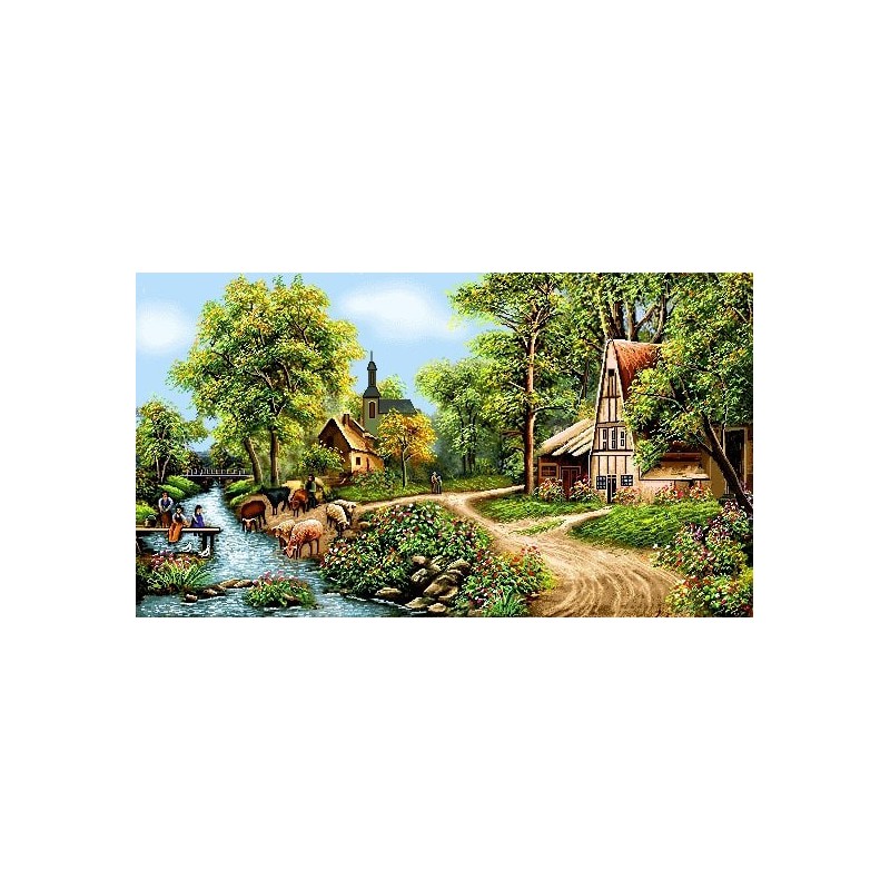 نخ و نقشه تابلو فرش طبیعت کد 77