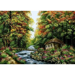 نخ و نقشه تابلو فرش طبیعت کد 78