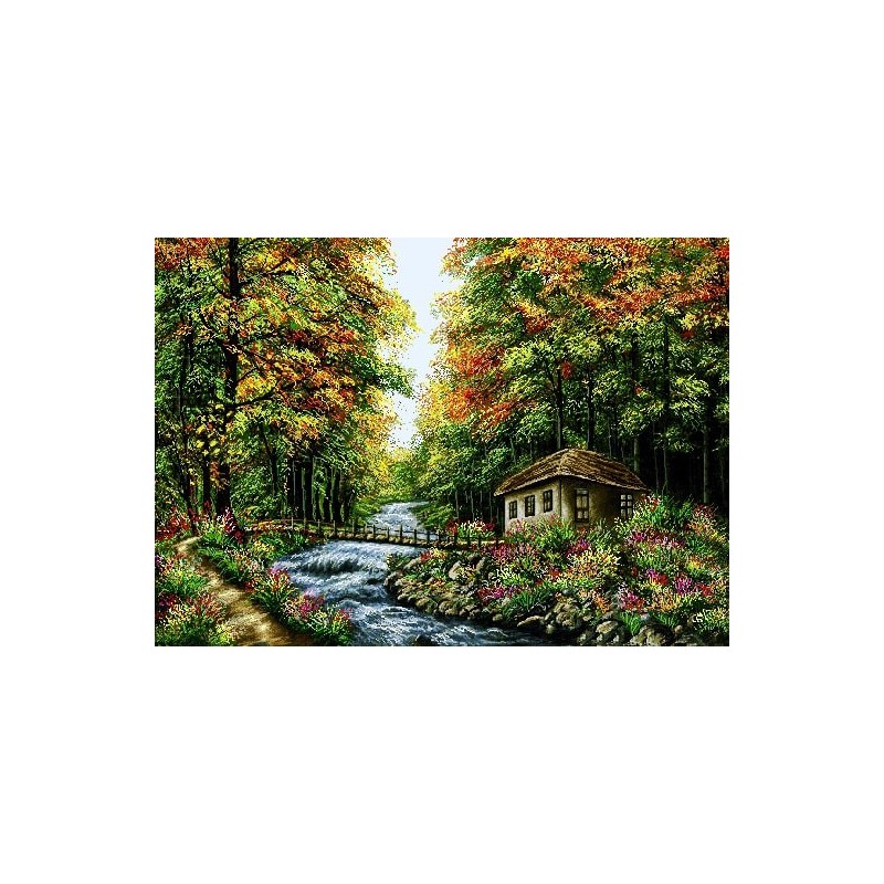 نخ و نقشه تابلو فرش طبیعت کد 78