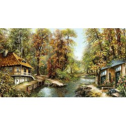 نخ و نقشه تابلو فرش طبیعت کد 79