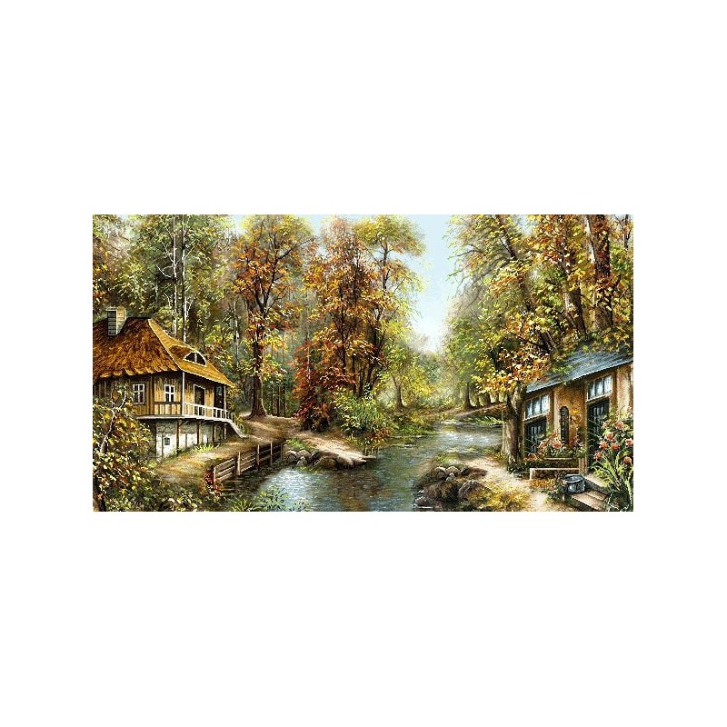 نخ و نقشه تابلو فرش طبیعت کد 79