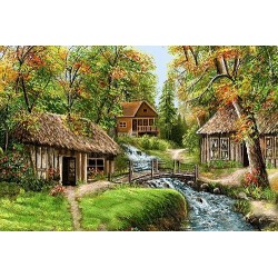 نخ و نقشه تابلو فرش طبیعت کد 80