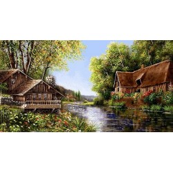 نخ و نقشه تابلو فرش طبیعت کد 82