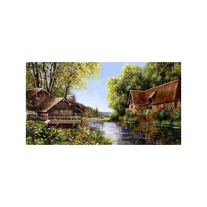 نخ و نقشه تابلو فرش طبیعت کد 82