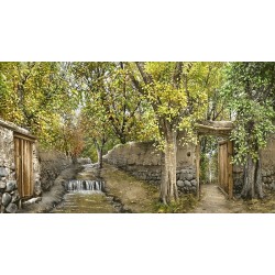 نخ و نقشه تابلو فرش طبیعت کد 86