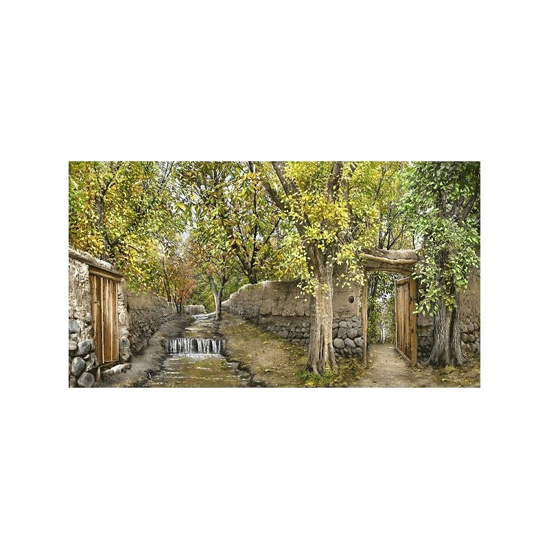 نخ و نقشه تابلو فرش طبیعت کد 86